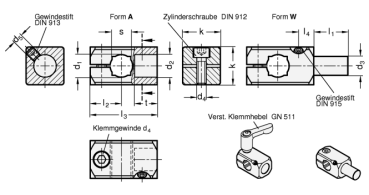GN 476 T-Klemmhalter, Aluminium