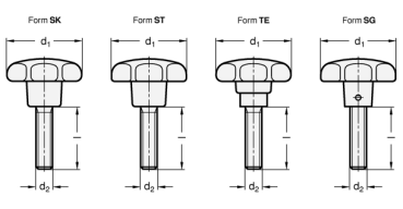 GN 6336.4 Sterngriffschrauben, Stahl-Gewindestift