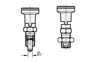 Preview: GN 617.1 Rastbolzen mit Rastsperre Edelstahl / Kunststoff-Knopf