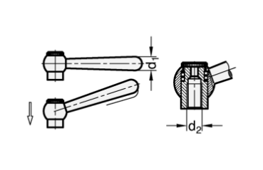Preview: GN 99.2 Verstellbare Kegelgriffe, Stahl