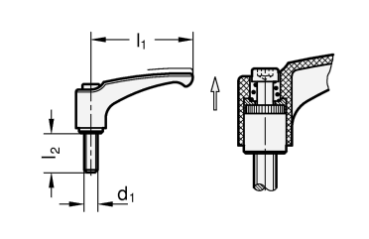Preview: GN 602 Verstellbare Klemmhebel, Zink-Druckguss