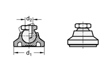 GN 343.7 Gelenkfüße mit Edelstahl - Gewindebuchse