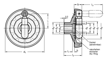 GN 524.3 Umleggriff-Handräder, Kunststoff