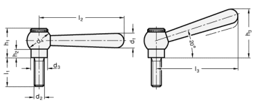 Preview: GN 99.2 Verstellbare Kegelgriffe, Stahl