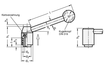 Preview: GN 212.3 Verstellbare Spannhebel, Innengewinde, Stahl