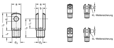GN 751 Aluminium - Gabelgelenke