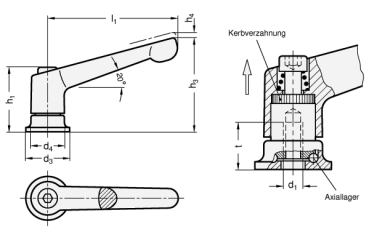 Preview: GN 300.4 Verstellbare Klemmhebel mit Spannkraft-Verstärkung