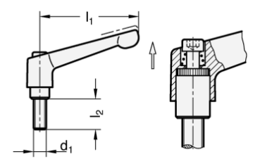 Preview: GN 300 Verstellbare Klemmhebel, Zink-Druckguss, Gewindestift Stahl