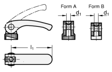 Preview: GN 926.1 Exzenterspanner mit Edelstahl-Innengewinde