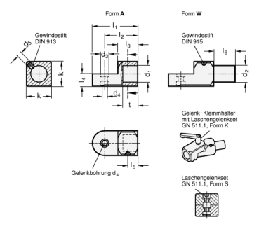 GN 483 T-Laschen-Klemmhalter