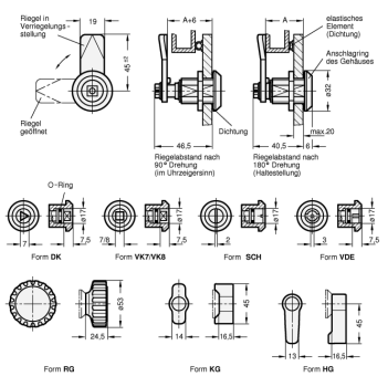 GN 516 Dreh-Spannriegel aus Zink Druckguss / Stahl