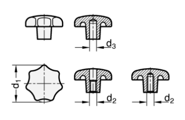 Preview: DIN 6336 Sterngriffe, Aluminium