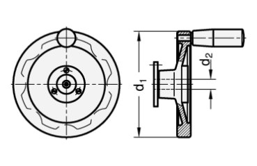 Preview: GN 327 Sicherheits-Handräder Aluminium, feststehender Lagerflansch