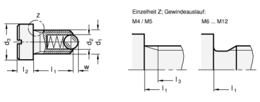 Preview: GN 815 Federnde Druckstücke mit Bund aus Stahl o. Edelstahl