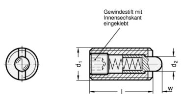 GN 616 Edelstahl - Druckstücke mit Bolzen