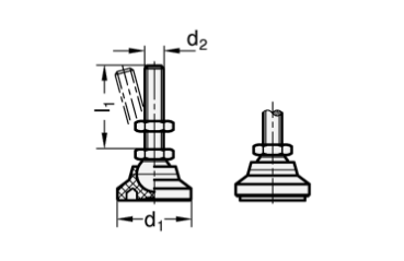 GN 343.8 Gelenkfüße mit Fuß Kunststoff / Verstellspindel Edelstahl