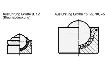 Preview: GN 509.4 Kugelrollen, massives Gehäuse, ohne Bund