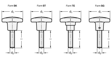 GN 6335.4 Kreuzgriffschrauben, Kunststoff