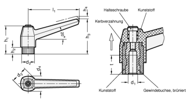 Preview: GN 500 Verstellbare Klemmhebel, Kunststoff
