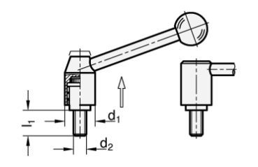 Preview: GN 212.3 Verstellbare Spannhebel, Schraube, Stahl