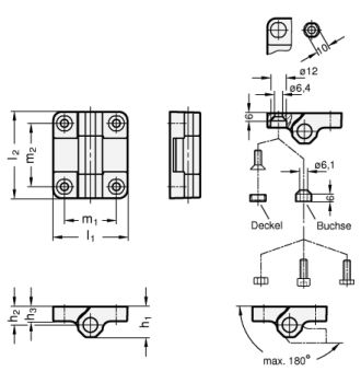 GN 239.7 Scharnier ohne Schalter aus Kunststoff