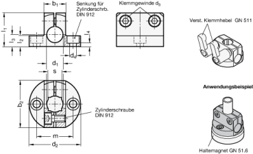 GN 473 Aluminium - Fuß-Klemmhalter