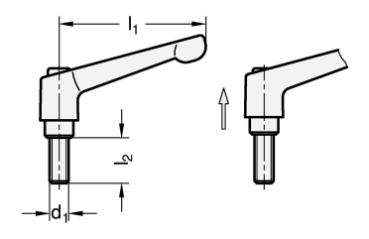 Preview: GN 300.1 Verstellbare Klemmhebel Edelstahl-Gewindeschraube