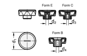Preview: GN 636 Sterngriffe, Kunststoff