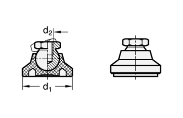 GN 343.3 Gelenkfüße, Fuß Kunststoff / Gewindebuchse Stahl