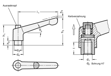 Preview: GN 303 Verstellbare Klemmhebel, Zink-Druckguss
