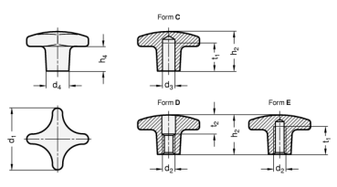 DIN 6335 Kreuzgriffe Aluminium