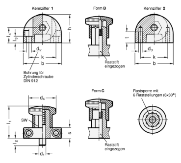 Preview: GN 412 Rastbolzen mit Anschraubflansch