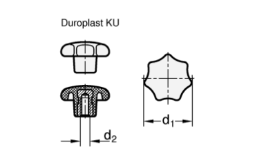 Preview: DIN 6336 Sterngriffe mit Messingbuchse