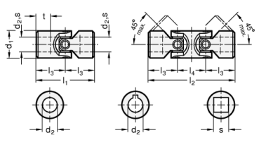 Preview: DIN 808 Kreuzgelenke mit Gleitlager