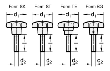 GN 6336.4 Sterngriffschrauben, Stahl-Gewindestift