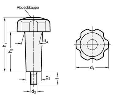 Preview: GN 5332 Sterngriffschrauben mit verlängerter Nabe