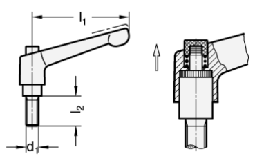 Preview: GN 303 Verstellbare Klemmhebel, Zink-Druckguss