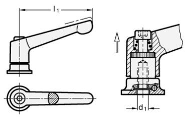 Preview: GN 300.4 Verstellbare Klemmhebel mit Spannkraft-Verstärkung