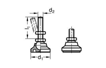 GN 343.4 Gelenkfüße, Fuß Kunststoff / Verstellspindel Stahl