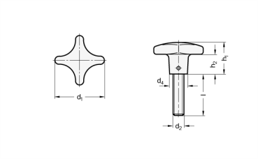 Preview: GN 6335.5 Kreuzgriffschrauben mit Edelstahl-Gewindestift