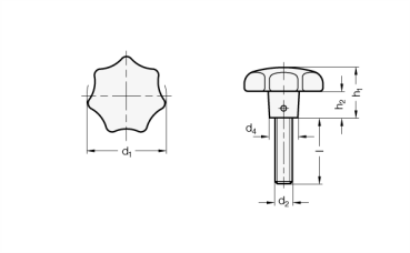 GN 6336.4 Sterngriffschrauben, Stahl-Gewindestift