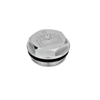 GN 741 Verschlussschrauben mit und ohne Symbol aus Aluminium, beständig bis 100 °C, blank