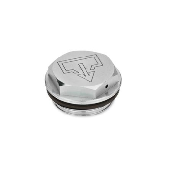GN 742 Alu -Verschlussschrauben mit/ohne Symbol, Viton-Dichtung, beständig bis 180 °C, blank