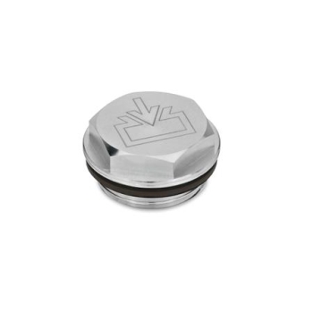 GN 742 Alu -Verschlussschrauben mit/ohne Symbol, Viton-Dichtung, beständig bis 180 °C, blank