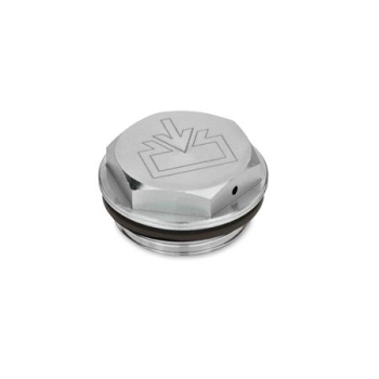 GN 742 Alu -Verschlussschrauben mit/ohne Symbol, Viton-Dichtung, beständig bis 180 °C, blank