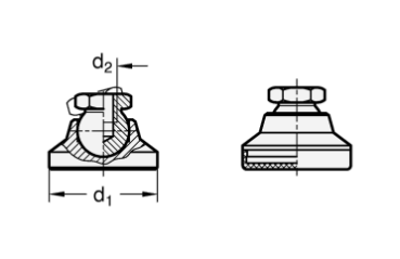 GN 343.5 Gelenkfüße, Fuß / Gewindebuchse Edelstahl