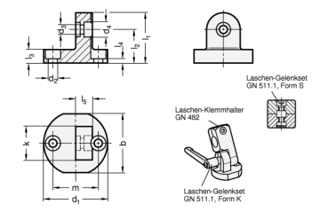 GN 485 Aluminium-Fußlaschen-Klemmhalter