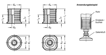 GN 992 Aluminium - Einsteckbuchsen