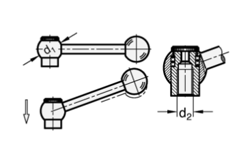 Preview: GN 6337.3 Verstellbare Kugelgriffe, Stahl
