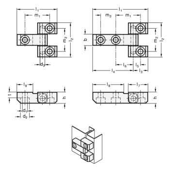 GN 129.3 Stahl - Scharniere dreiteilig